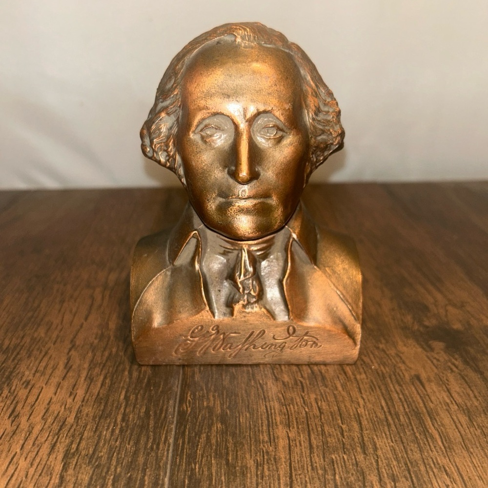 George Washington Brass Piggy Bank Bust Blank Banthrico, Chicago USA Vintage